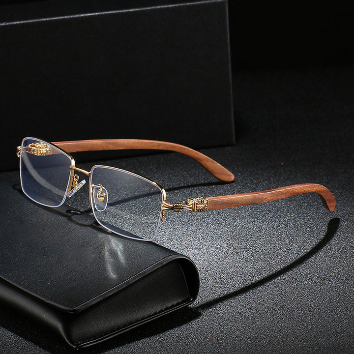 Ladies fashionable glasses with rectangular frame and high-quality wood details Bowlift