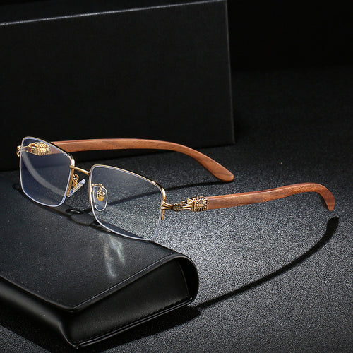 Ladies fashionable glasses with rectangular frame and high-quality wood details Bowlift