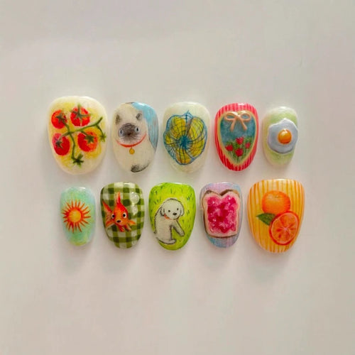 Artistic Themed Press-On Nail Set Bowlift