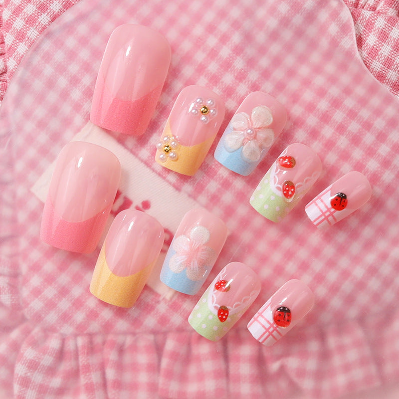 Floral Press-On Nail Art Set Bowlift