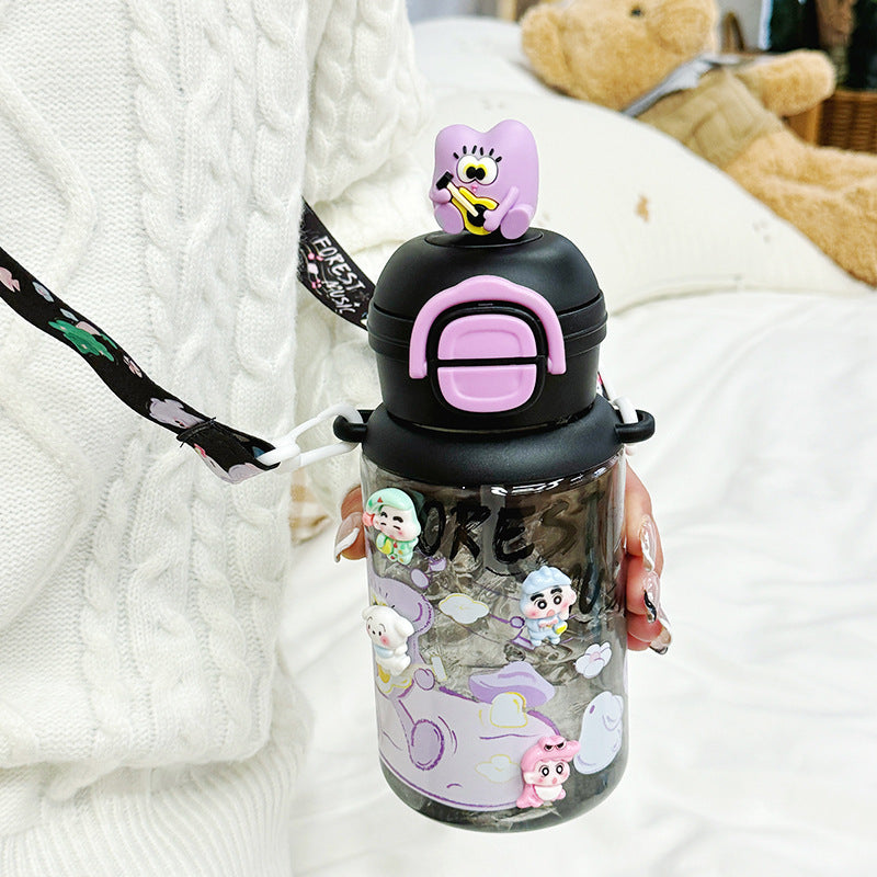 Ladies Insulated Water Bottle with Interactive Animal Head Lid Bowlift