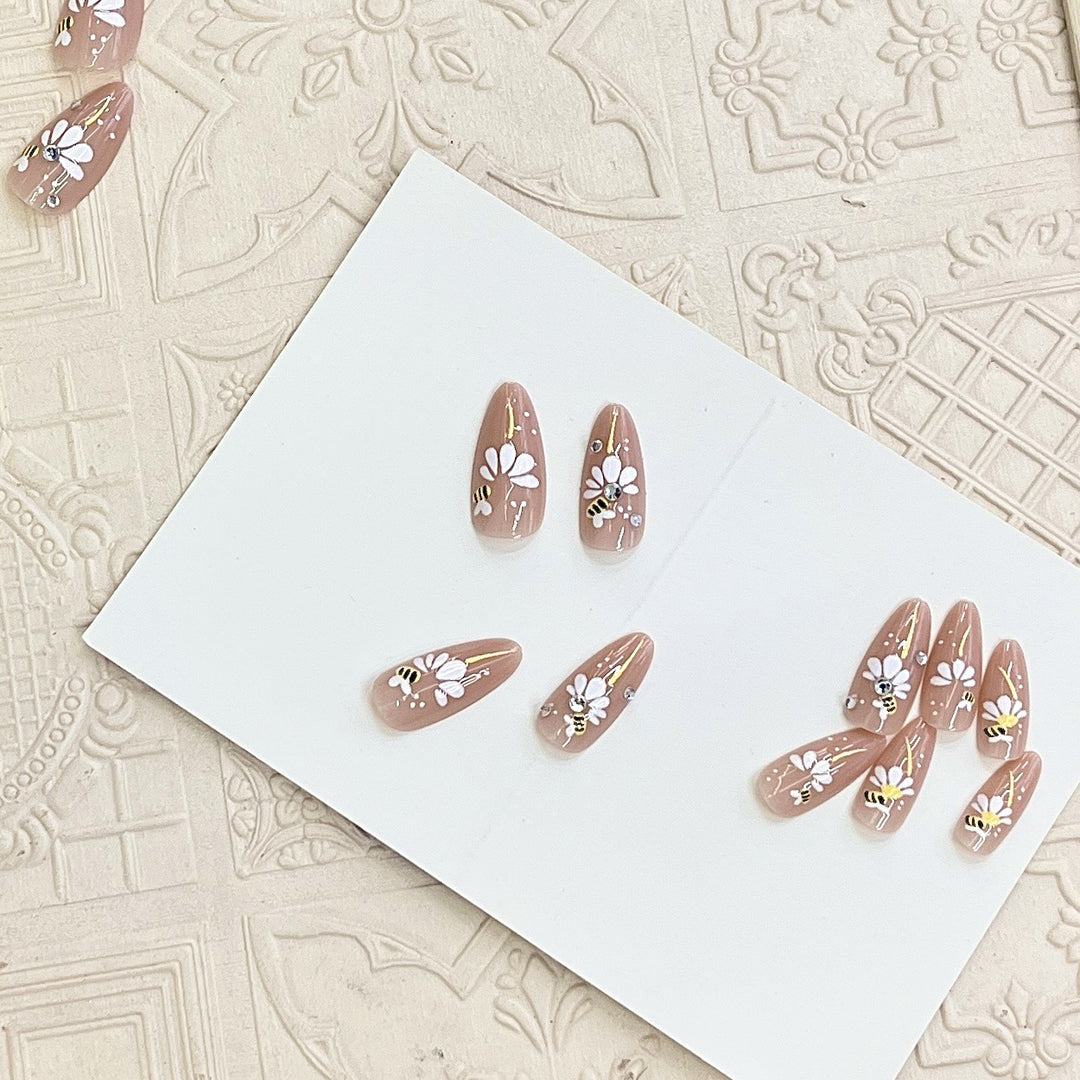 Artistic Floral Press-On Nail Tips Bowlift