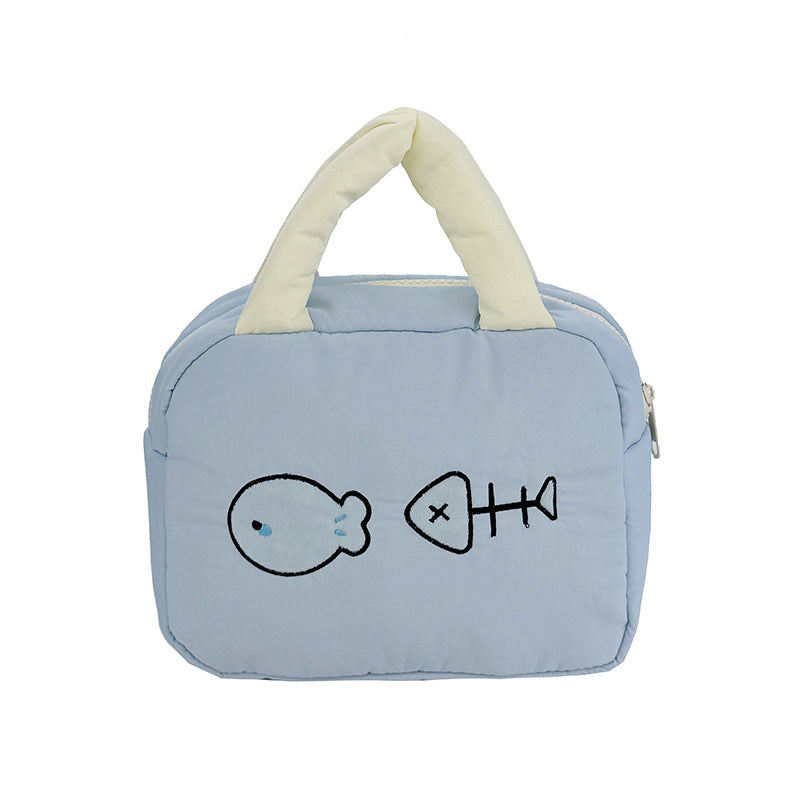Cute Embroidered Fish-Themed Lunch Bag Bowlift