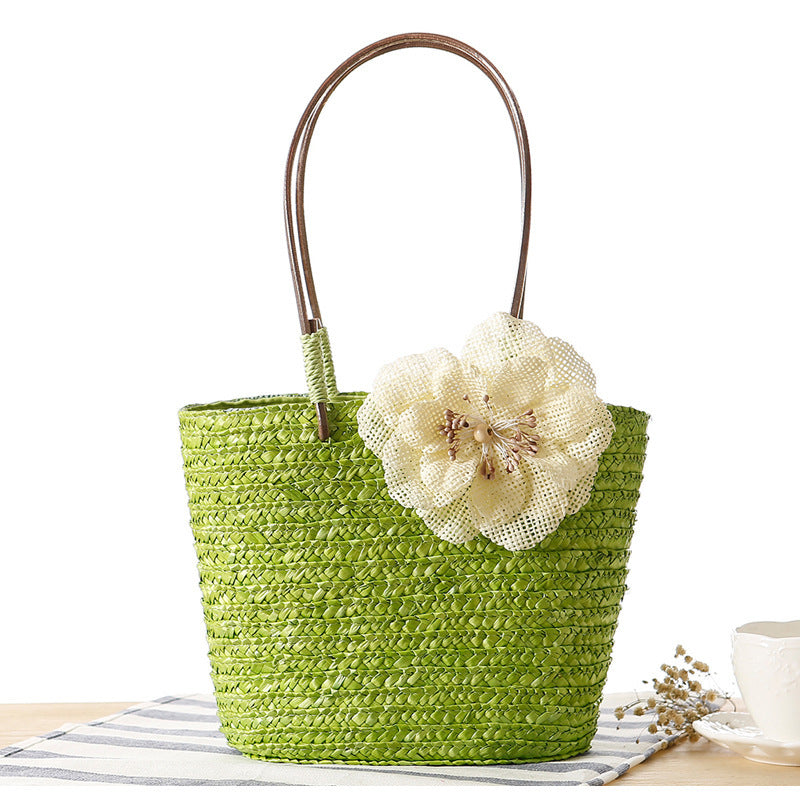 Beach bag with decorative flower detail embellishment Bowlift