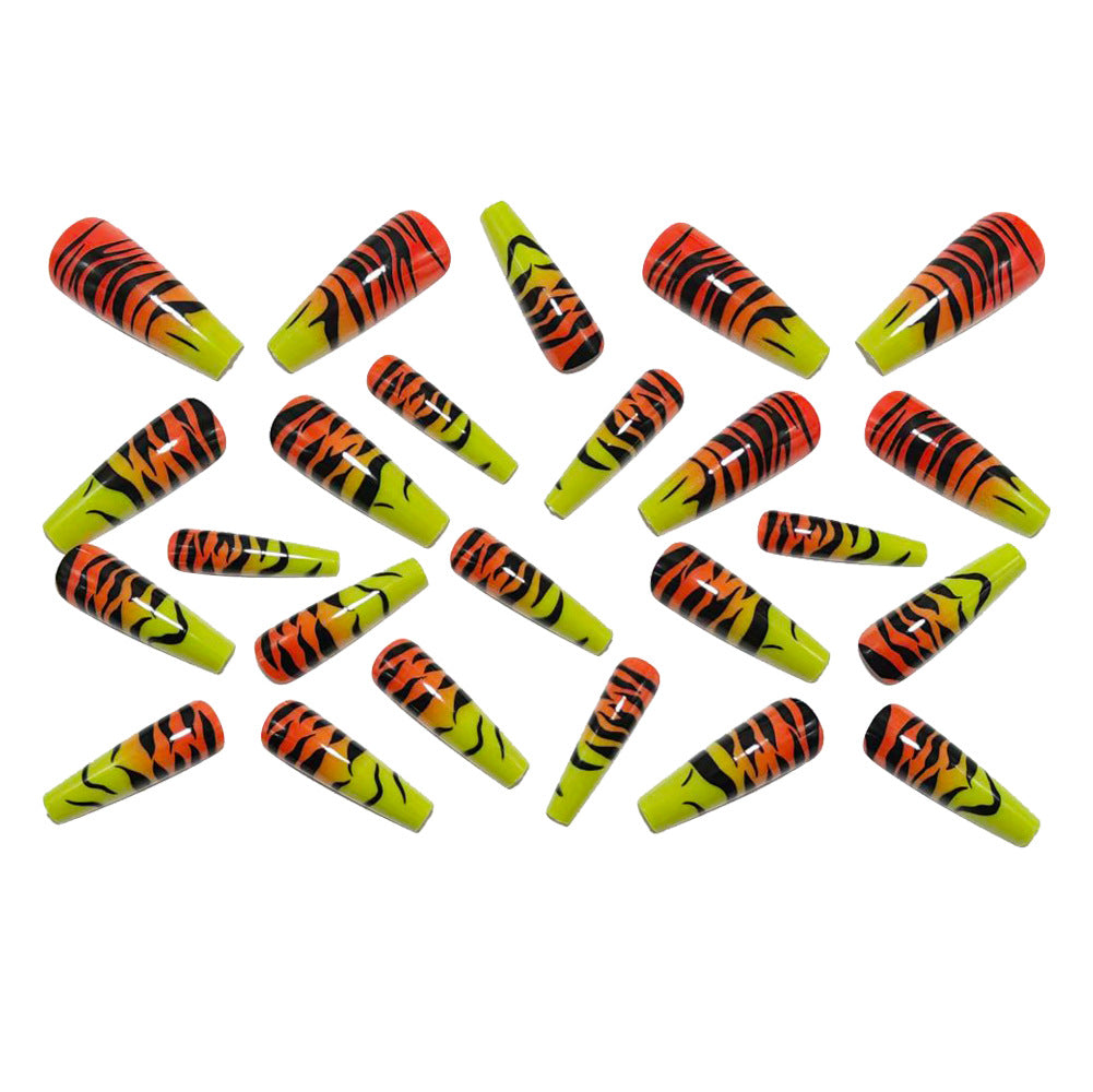 Fashionable Tiger Design Artificial Nails Bowlift
