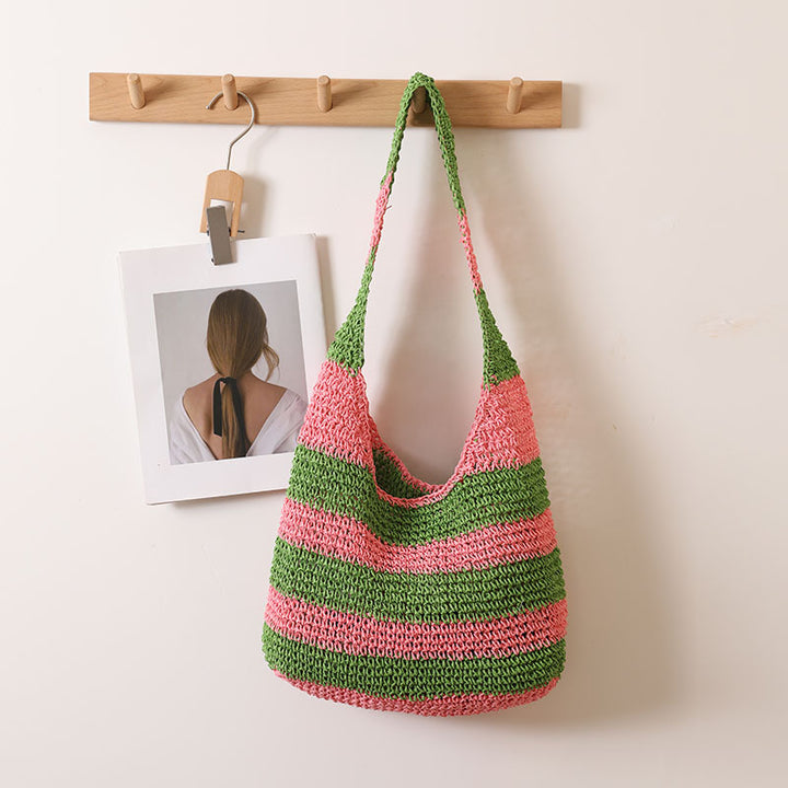 Casual Tote Bag in Striped Design Bowlift