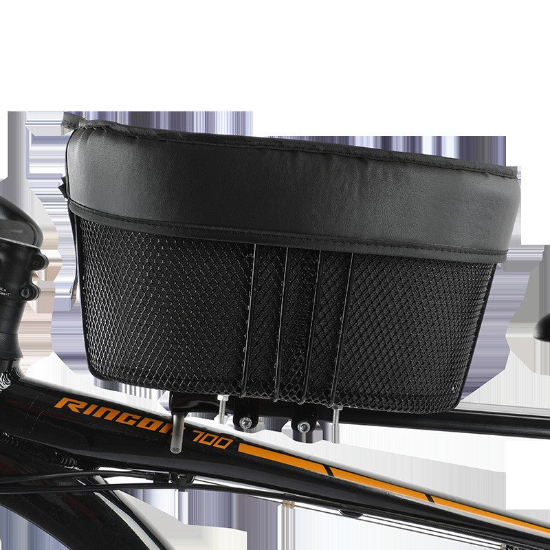 padded frame mounted pet carrier basket with mesh sides and quick release mount Bowlift