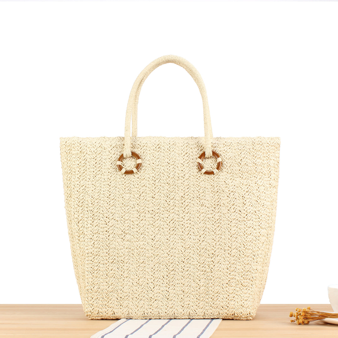 Braided beach bag with wood details Bowlift