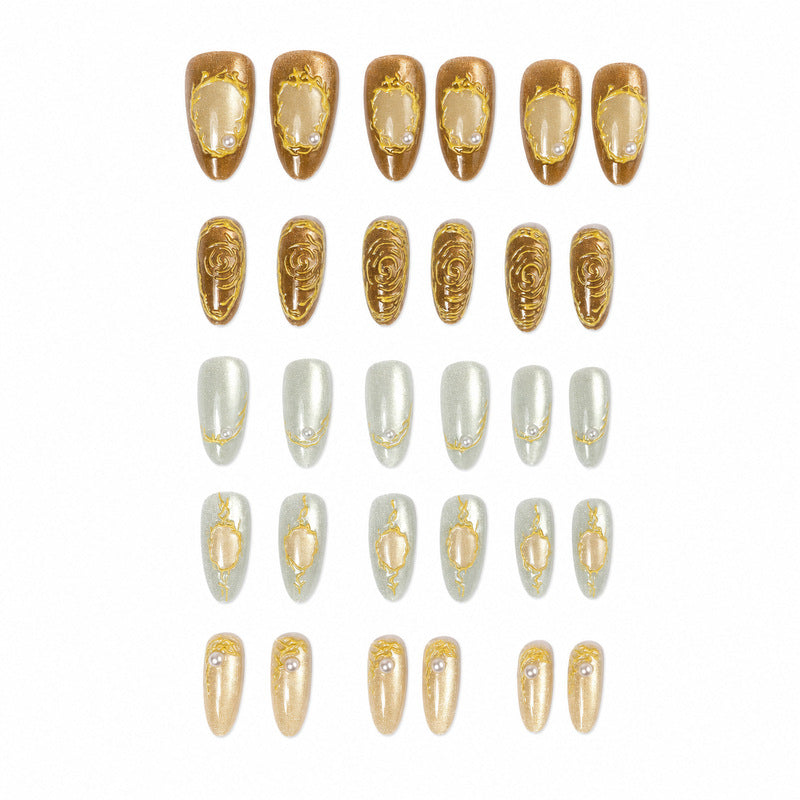 Premium artificial nails with elegant decorations Bowlift