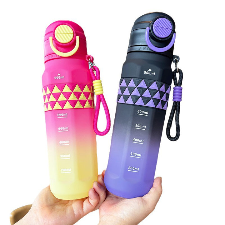 Ladies sporty water bottle with practical measuring scale Bowlift
