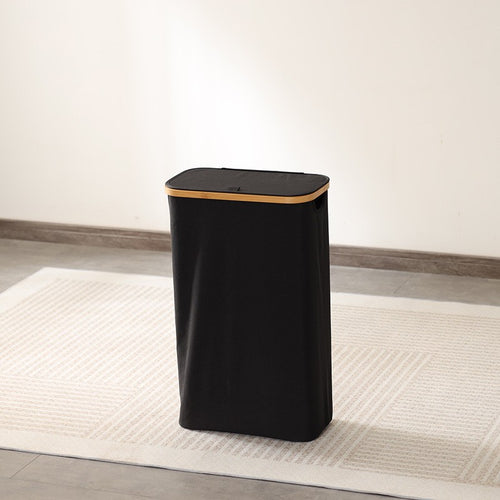 Elegant waste bin with bamboo lid Bowlift