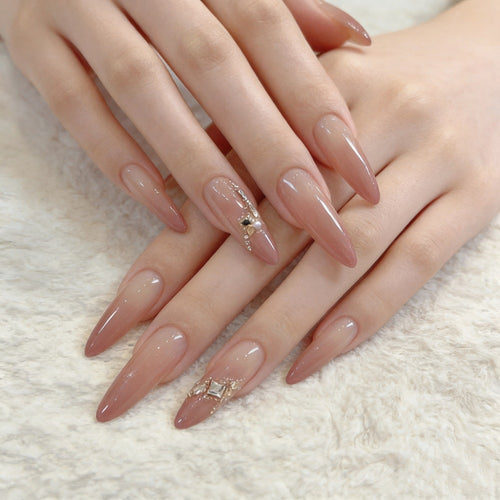 Artistic Press-On Nail Set with Unique Bow and Heart Accents Bowlift