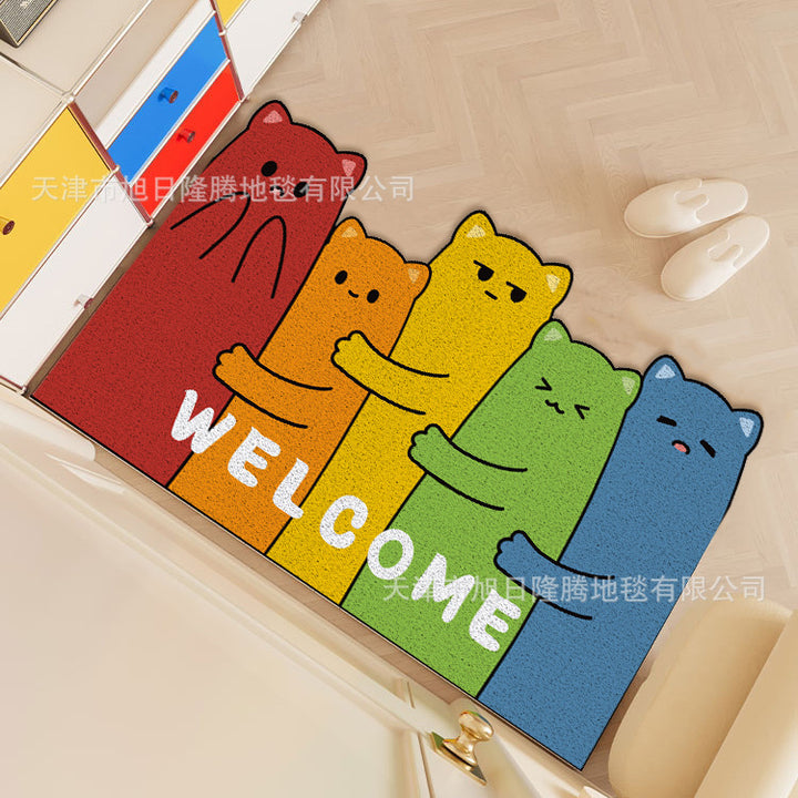 Unisex Playful Cartoon Cat-Themed Welcome Mat Bowlift