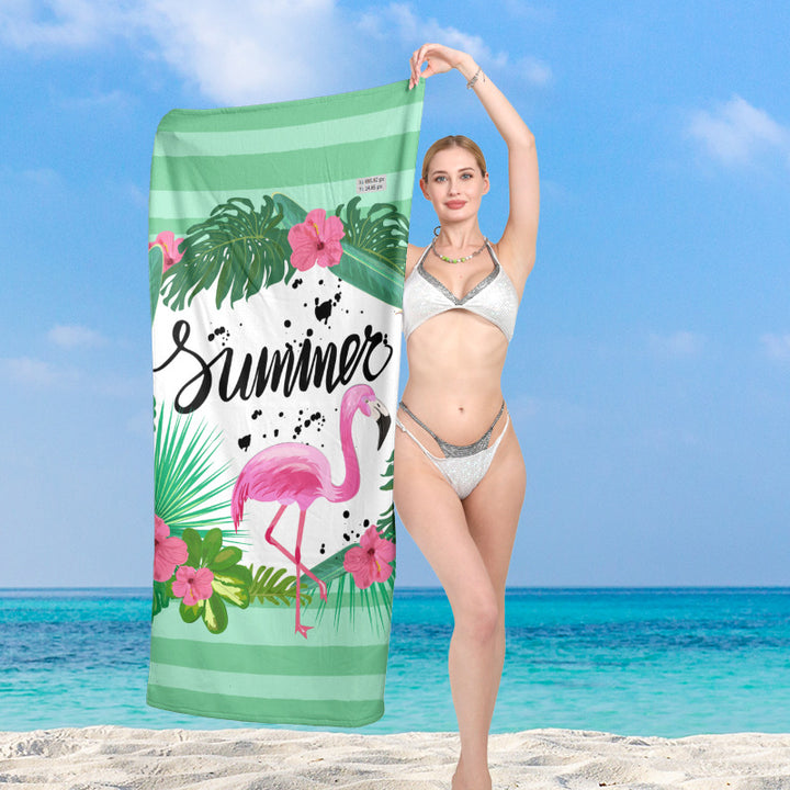 Beach towel with exquisite flamingo motif and sunset design Bowlift