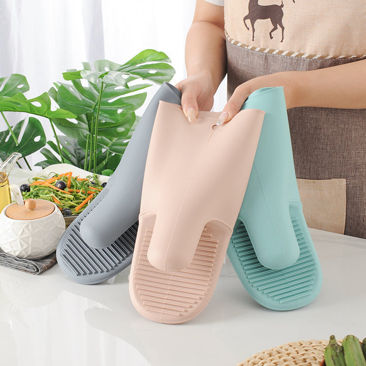 Silicone kitchen gloves with integrated cleaning bristles Bowlift