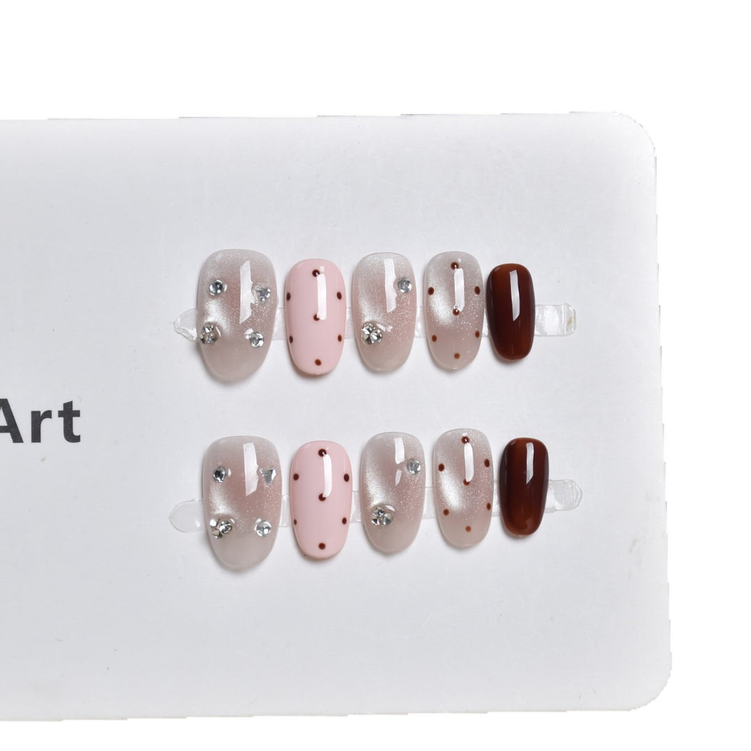 Premium Rhinestone-Embellished Press-On Nail Art Bowlift