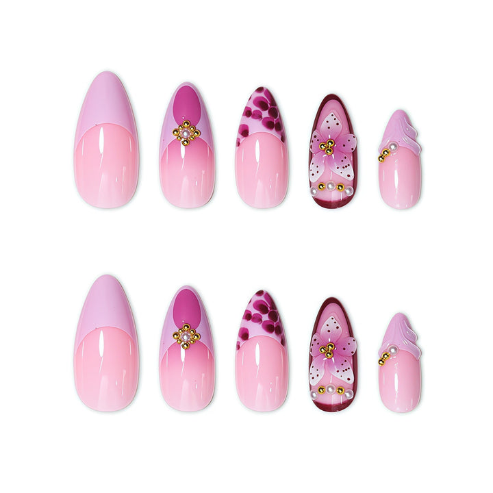 Elegant Floral Acrylic Nail Extensions Bowlift