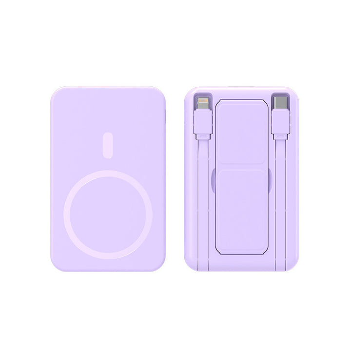 Portable wireless charger with integrated cable system Bowlift
