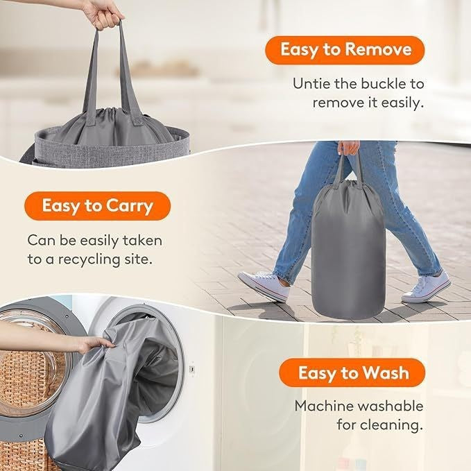 Large laundry basket with removable inner bag Bowlift