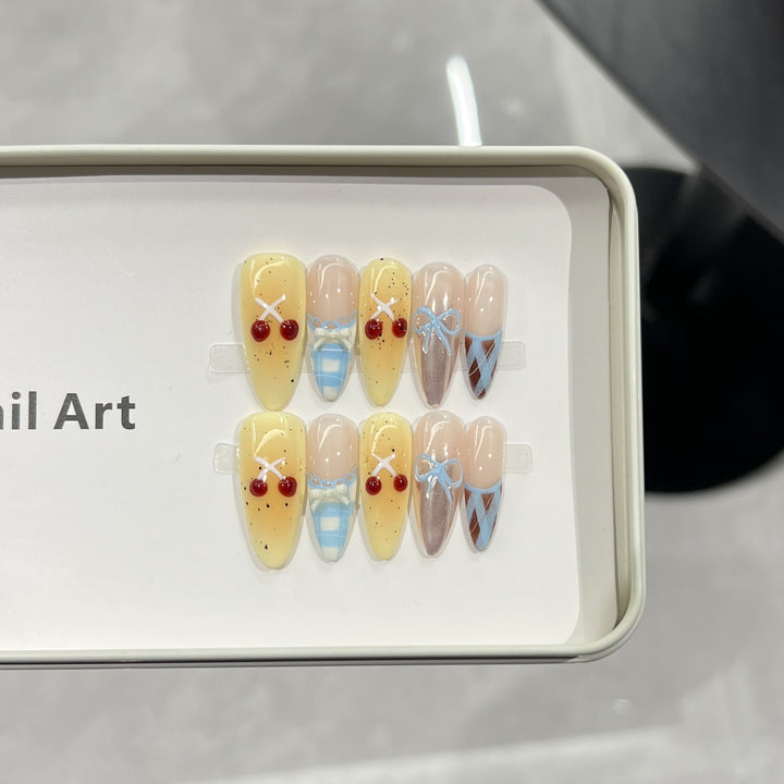 Charming Character-Inspired Press-On Nail Art Set Bowlift