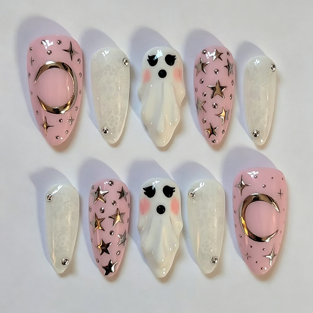 Artistic Halloween-Themed Press-On Nail Set Bowlift