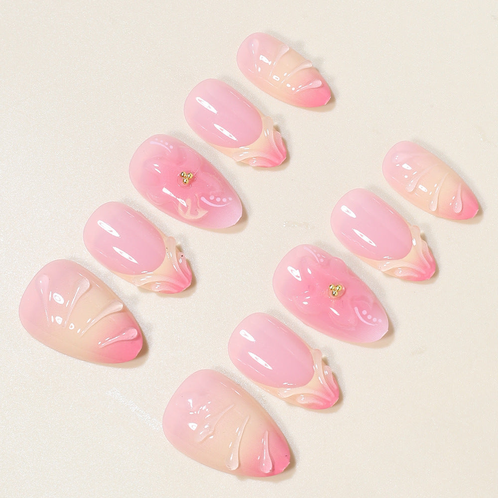Elegant Floral Press-On Nail Art Set Bowlift