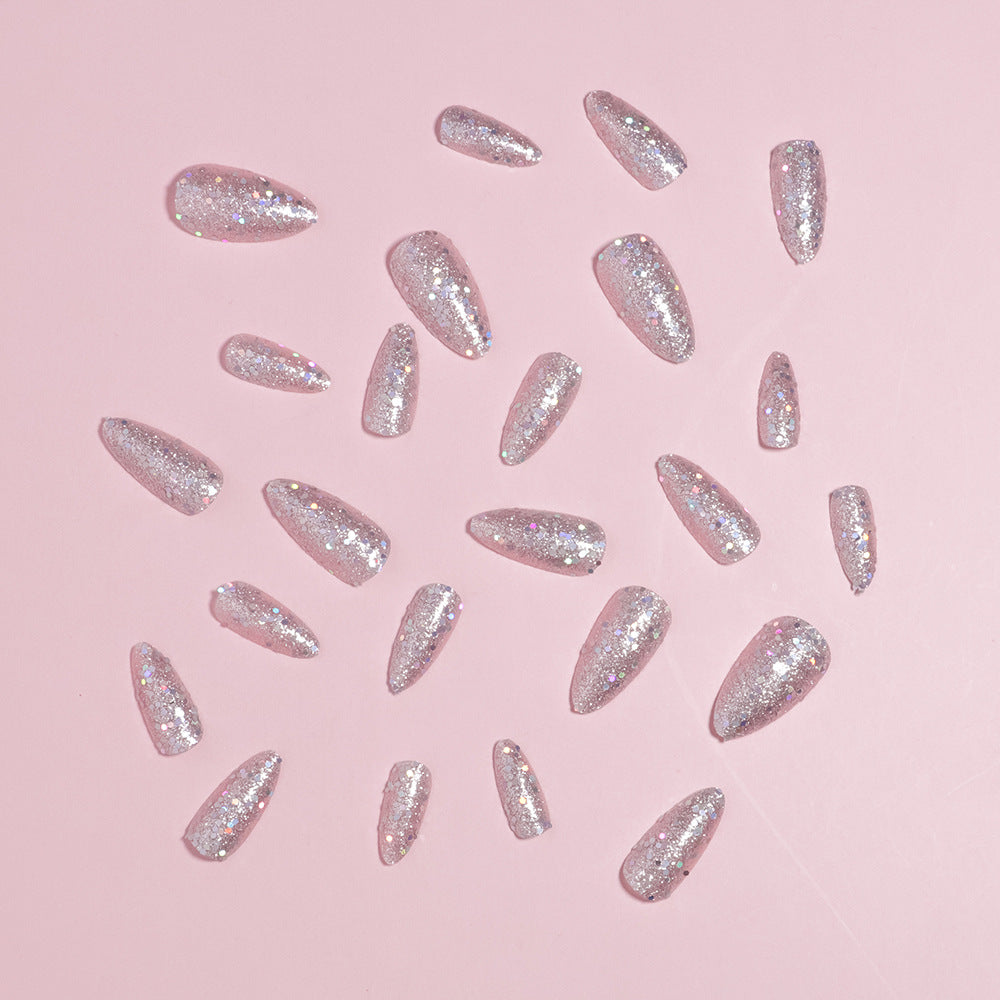 Sparkling Glittery Almond-Shape Press-On Nails Bowlift
