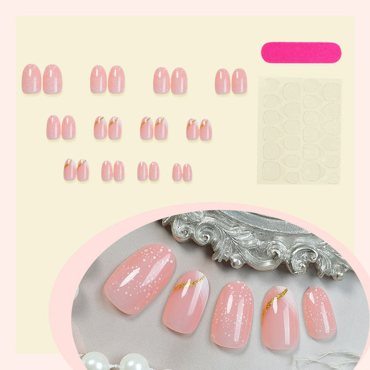 Premium Decorative Press-On Nail Set with Glitter and Gold Accents Bowlift