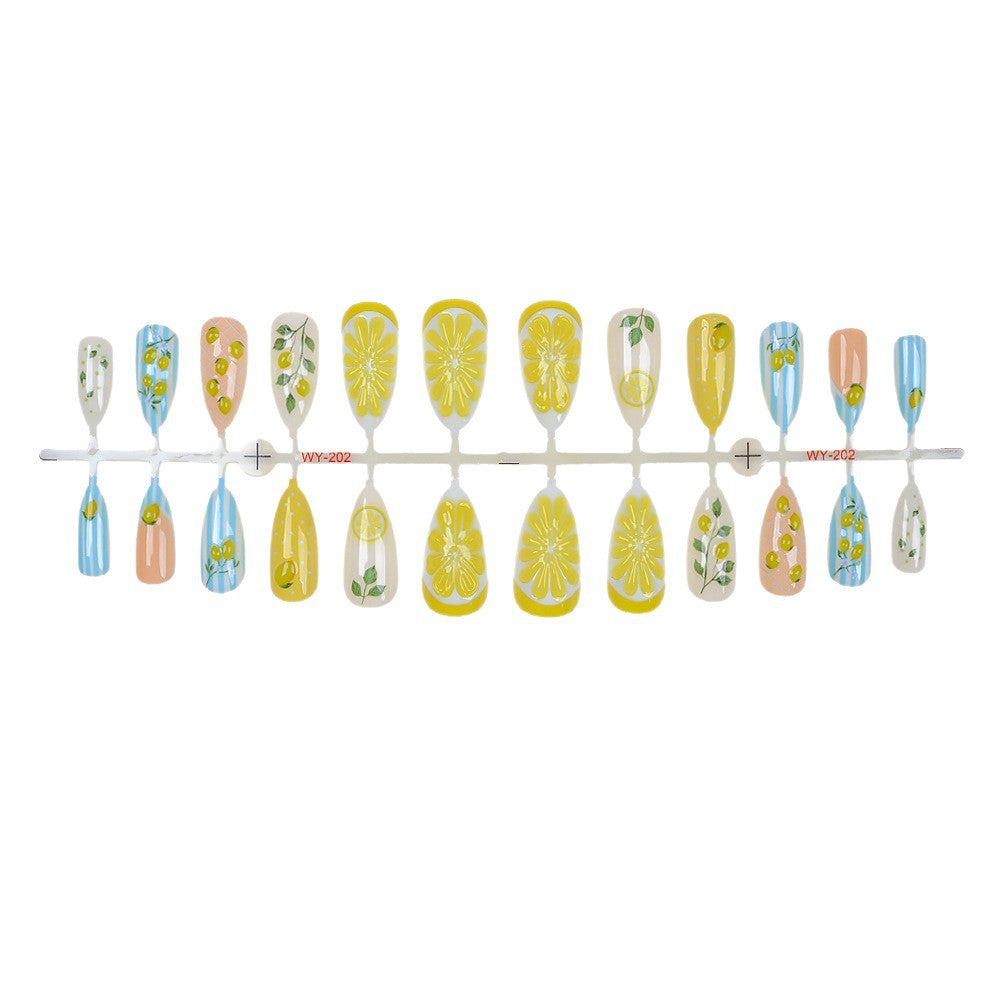 Fruity Lemon-Themed Press-On Nail Art Set Bowlift