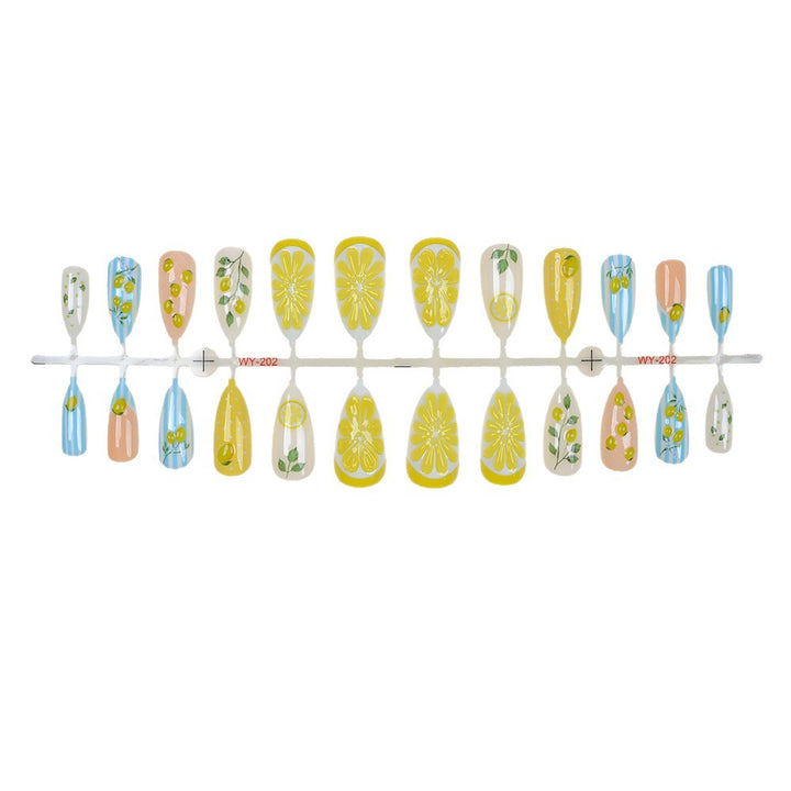 Fruity Lemon-Themed Press-On Nail Art Set Bowlift