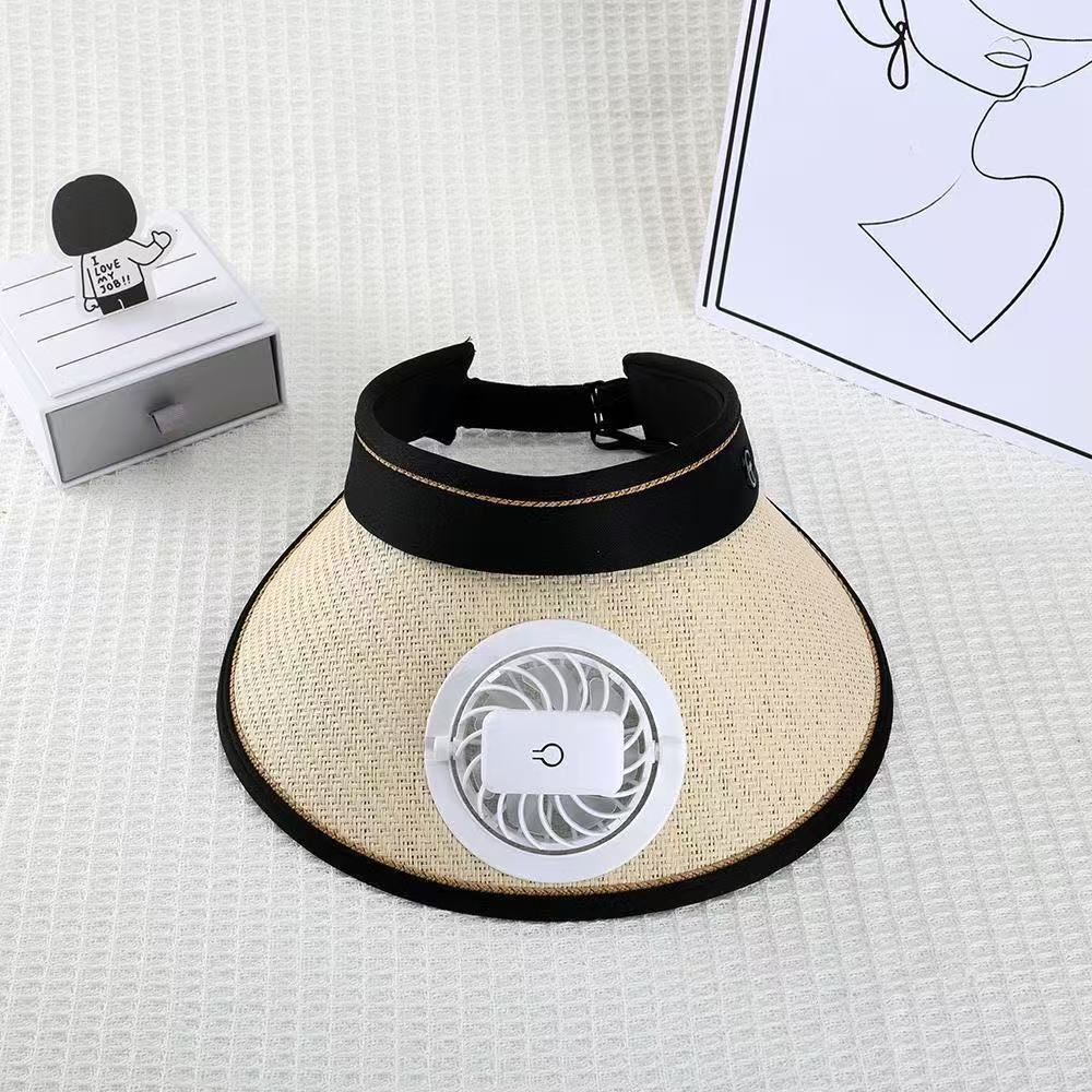 Breathable sun visor with detachable front fan and adjustable neck strap Bowlift