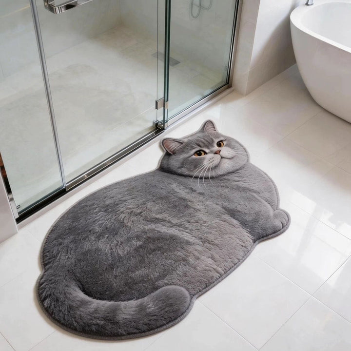 Cat-shaped Plush Bath Mat