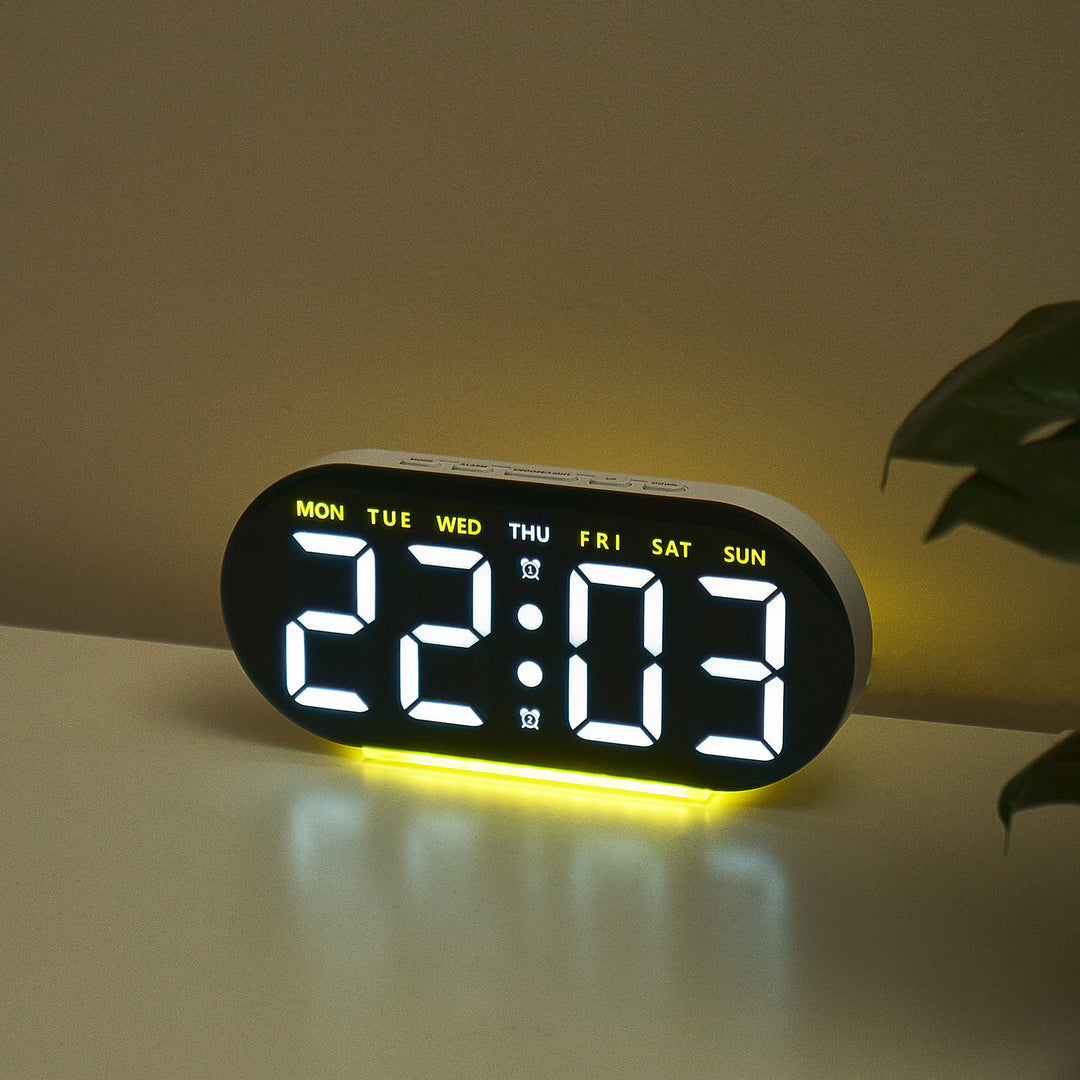 Digital LED Alarm Clock with Multifunctional Date Display Bowlift
