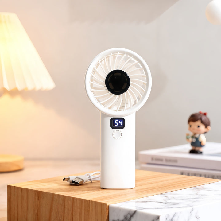 Ladies Portable Hand Fan with LED Display and Lightweight Design Bowlift