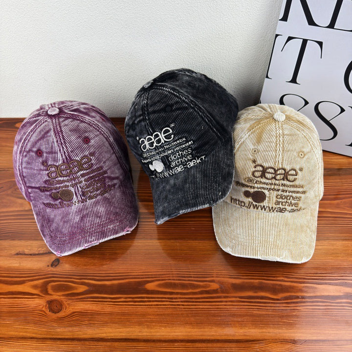 Women's Distressed Corduroy Baseball Cap Bowlift