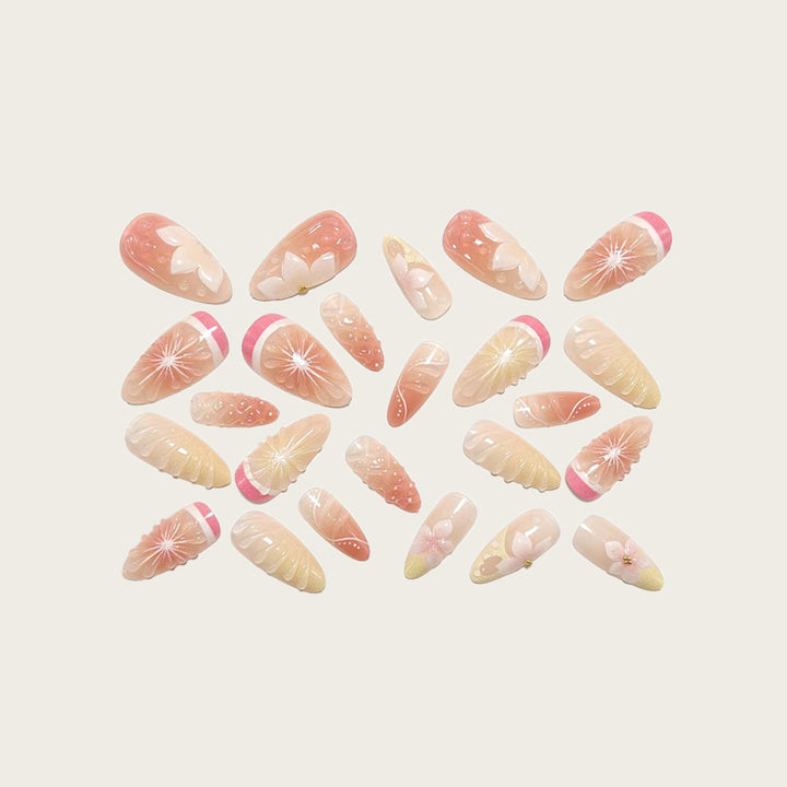 Artificial nails in spring floral and fruit design Bowlift