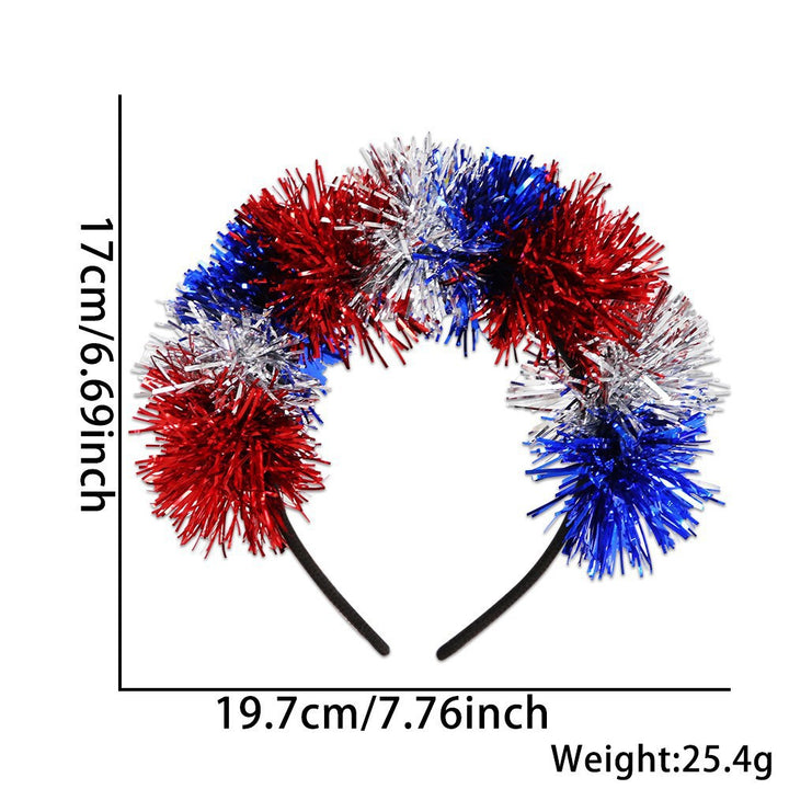 Women's Independence Day patriotic pompom headband with tinsel star toppers Bowlift