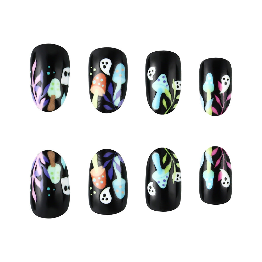 Whimsical Ghost-Themed Press-On Nail Art Bowlift