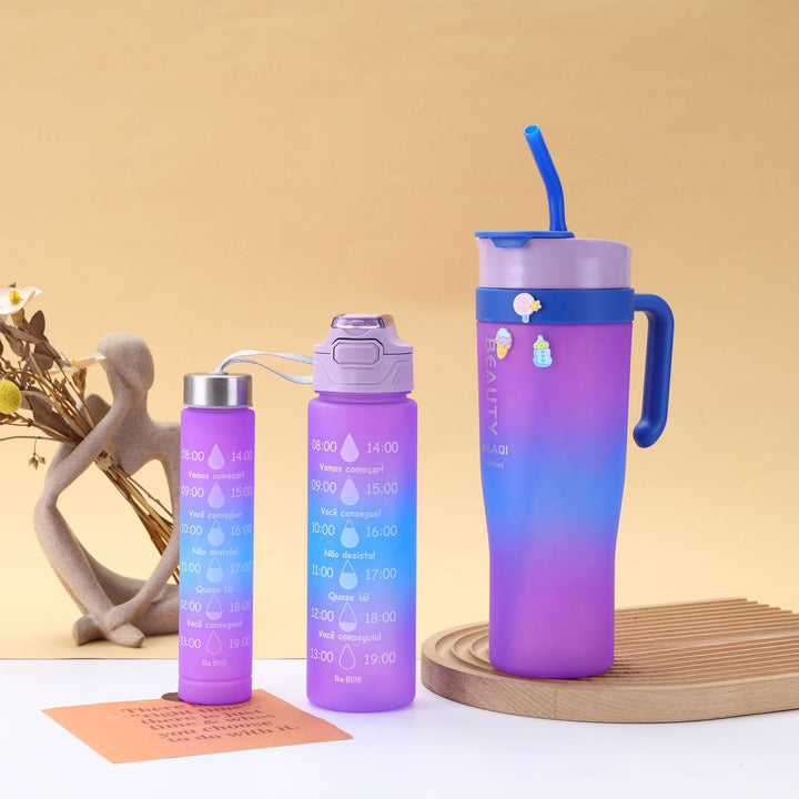 Ladies stylish and practical water bottle with design and time markings Bowlift