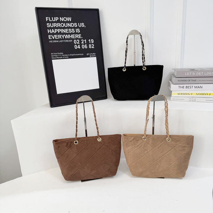 WoQuilted Suede Shopping Tote Bowlift