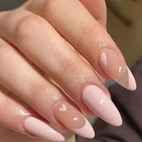 Artful Stiletto artificial nails with heart design Bowlift