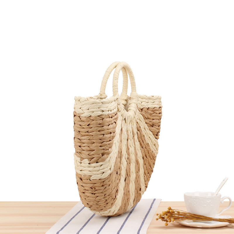 Elegant Straw Bag with Stiff Handle Bowlift