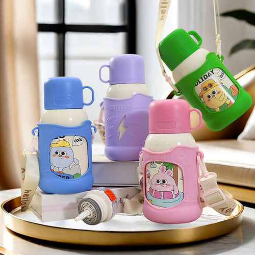 Women's funny insulated bottle with integrated carrying strap Bowlift