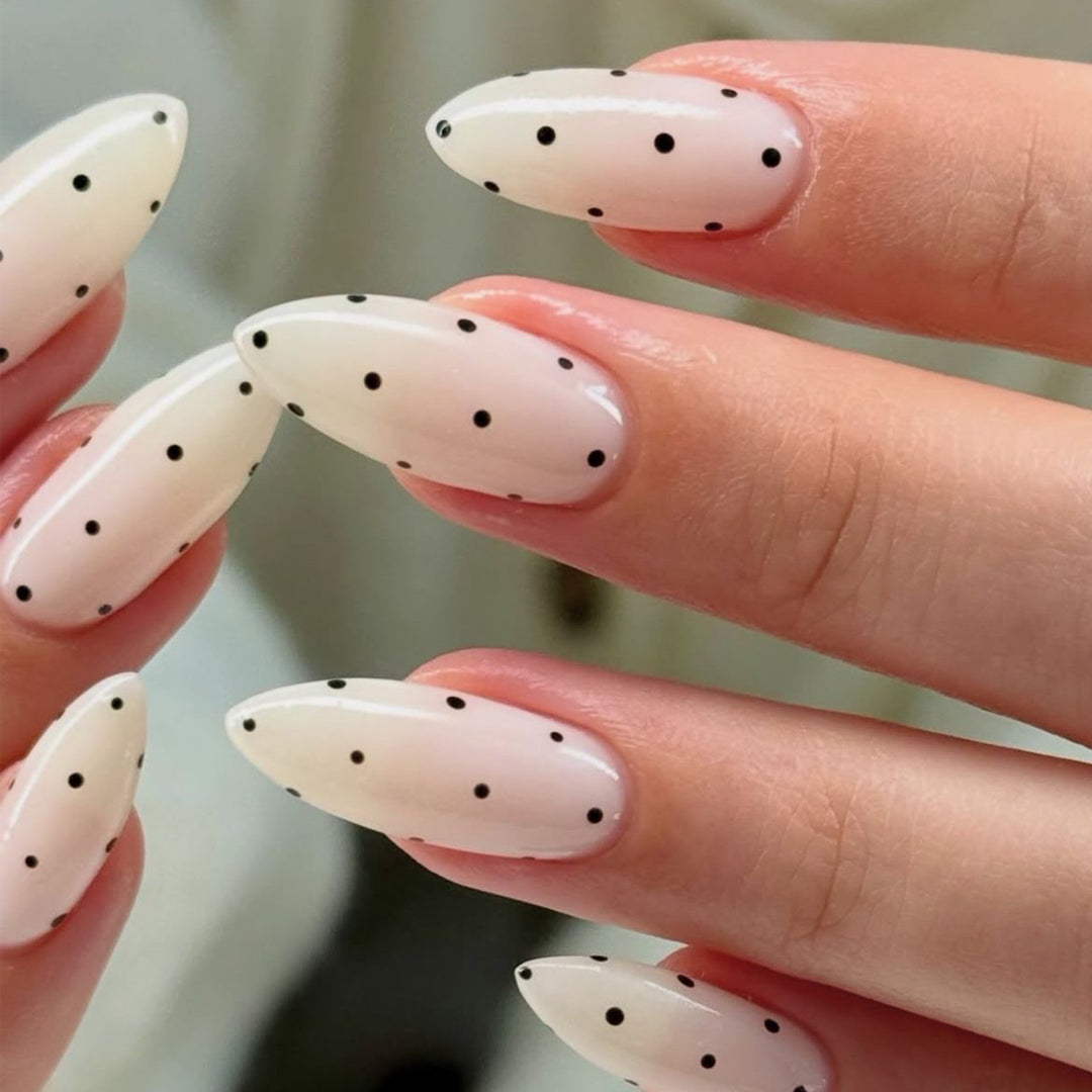 Artful Nail Extensions with Polka Dots Bowlift