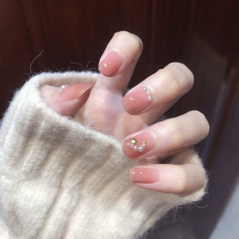 Decorative Pearl-Embellished Press-On Nail Tips Bowlift
