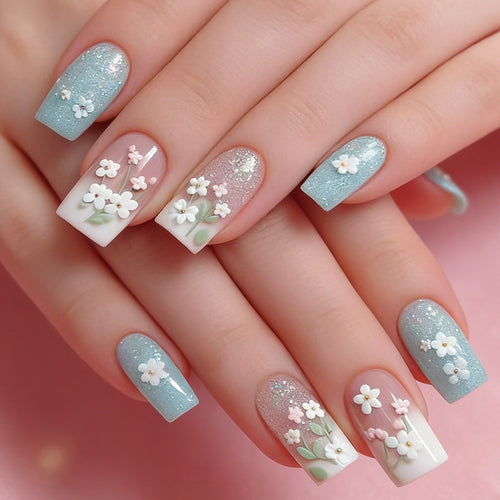 Floral Garden Press-On Nail Art Bowlift
