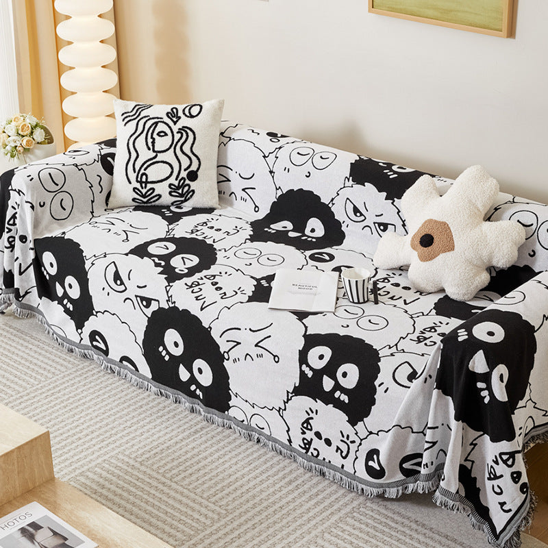 Cozy Cartoon-Themed Sofa Throw Blanket