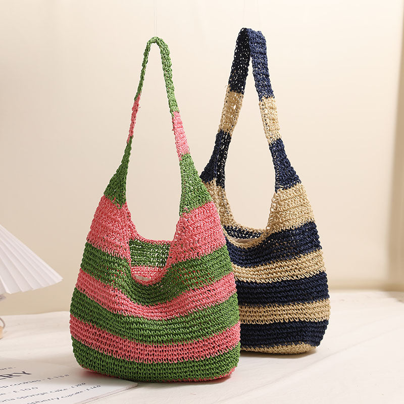 Casual Tote Bag in Striped Design Bowlift