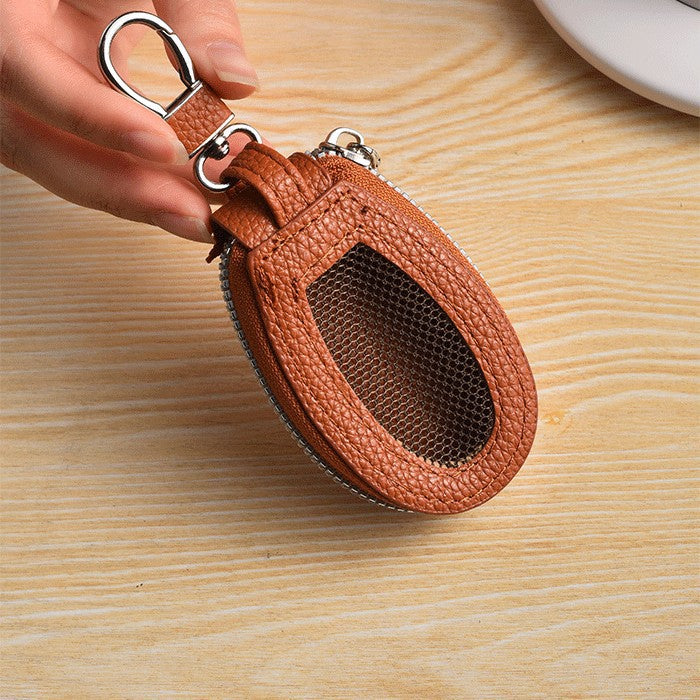 Textured Leather Coin Pouch with Clip Bowlift