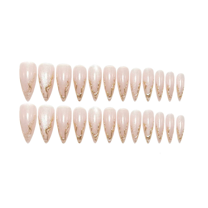 Artificial nails in elegant stiletto design with golden accents Bowlift